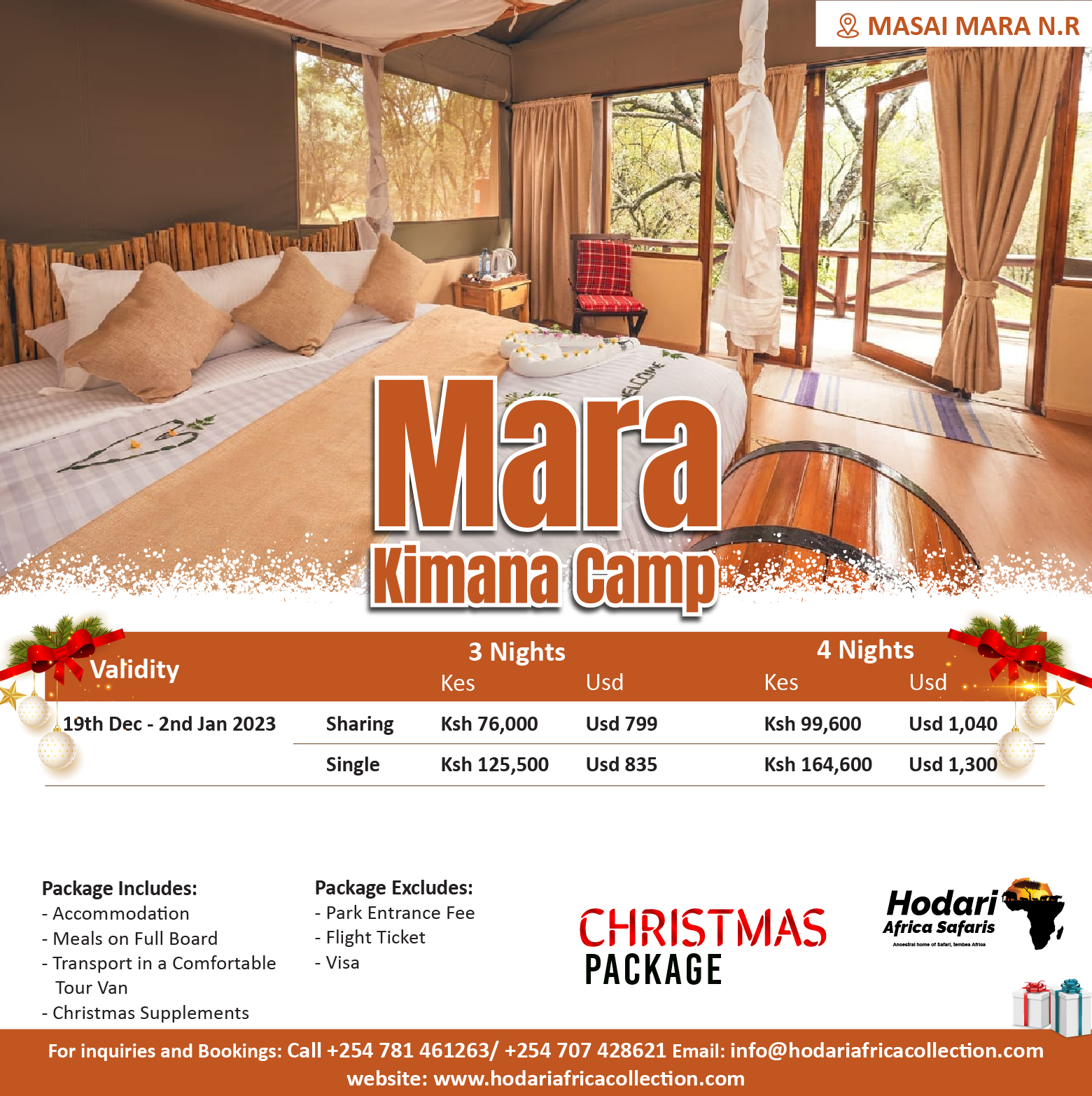 Mara Kimana Camp Christmas 2022 Package