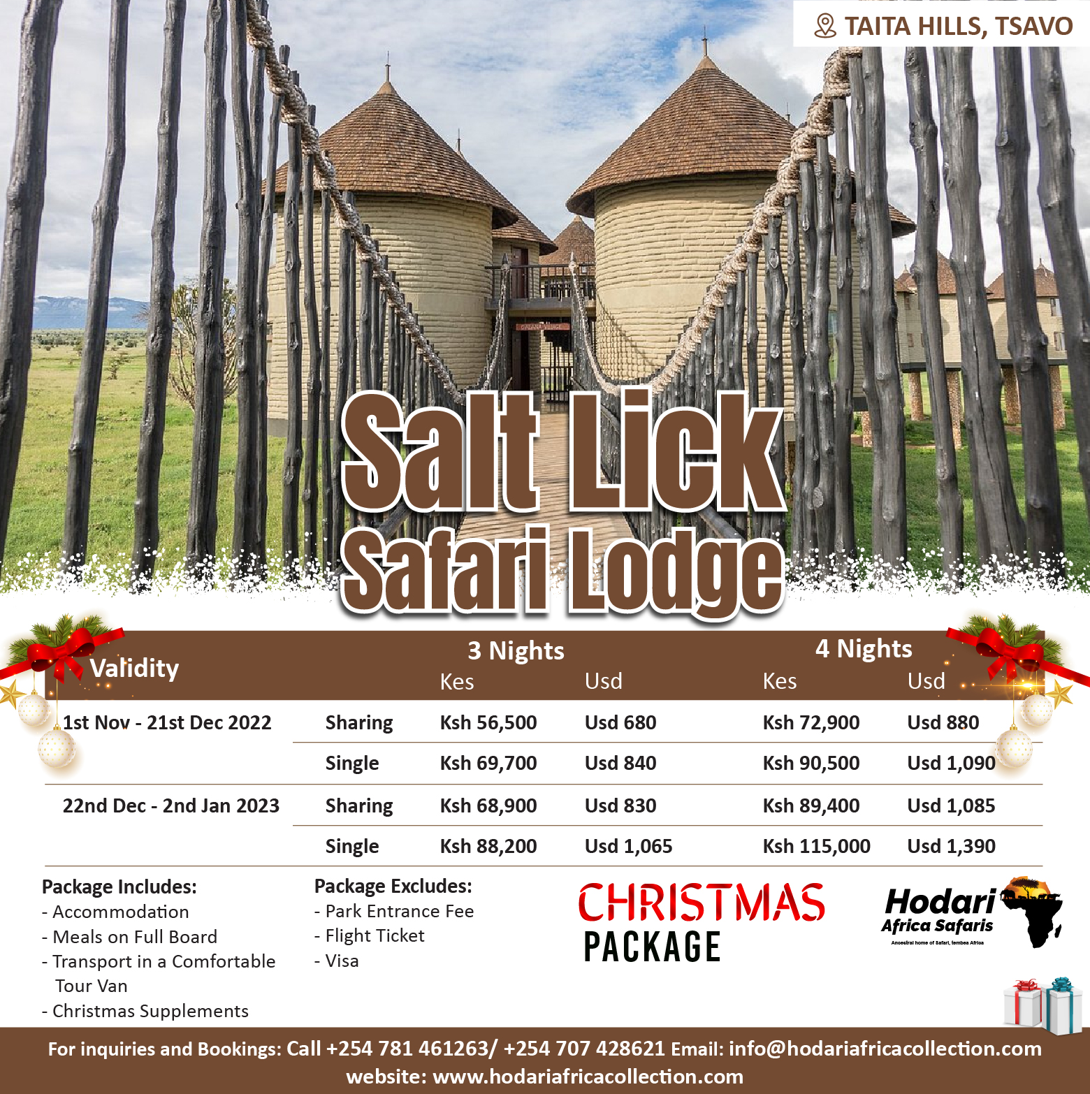 Sarova Salt Lick Christmas 2022 Package
